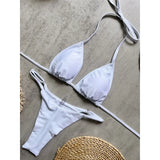 Brazil Letter Printed Halter Bikini Women Swimwear Female Swimsuit Two-Pieces Bikini Set Padded Bather Bathing Suit Swim V8352