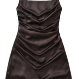 Square Neck Camisole Dress For Women With Back Cross Straps Slim Fit Ruched Waist Boned Mini Skirt Pure Desire Dress Casual 0VNB
