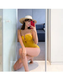 New One-piece Swimsuit Women Japan and South Korea Twist Bag Sexy Big Breasts Gathered Swimsuit