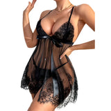 Summer Robe Morning Gown Sleeveless Tulle Sheer Nightgown Hot Women's Pajama Sets With Thongs Embroidered Nightdress Sexy Suit