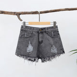 Summer Stretchy Hot Short Pants Women's High Waisted Cut Off Denim Shorts Ripped Distressed Frayed Hem Jeans Shorts
