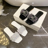 Women Summer Shoes  New Fashion Comfortable Non Slip Bow-knot Slippers Outdoor Soft Sole Rhinestone Dress Style Women Sandal