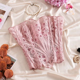 Toucheart Hot Girl Suspender Sexy Top with Fishbone Corset Intimate Hollow See-through Lace Classic Romantic Retro Palace Corset