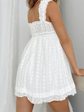 Women Summer Sleeveless Dress Floral Embroidery Hollow Loose A-line Dress for Party Beach Club Streetwear