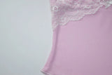 FDYOUI Y2K Pink Camisoles Women Sexy V-neck Lace Patchwork Tank Tops 2026 Summer Backless Sleeveless Corset T-shirt Streetwear