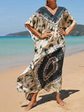 2026 New Colorful Kaftan Tunic Beach Dress Beach Wear Beachwear Beach Cover Up Cover-upsLoose Maxi Dress Female Women V4428