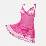 Sweetheart Limited Edition Pink Hearted Sleeping Dress Set-Lightweight sheer embroidered halter dress for sex home wear ZA825181