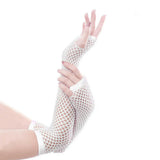 Blue Neon Fishnet Fingerless Long Gloves Arm Cuff Party Wear Fancy Dress For Women Sexy Girls Punk Gothic Dance Party Mesh Glove