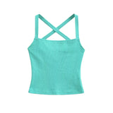 Solid Color Sexy Back-Cross-Strap Tank Top For Women New Summer Slim-Fit Short Outerwear Base Top Pure Desire Casual Style 56ZA