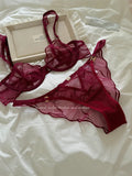 Summer French Flower Embroidery Bralette Beachwear Pure Desire Ultra Thin Light Support Wirefree Romantic Niche Set AU MOYISU