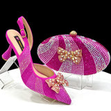 Doershow  African fashion Italian Shoes And Bag Sets For Evening Party With Stones coffee Italian Handbags Match Bags! Ho1-1