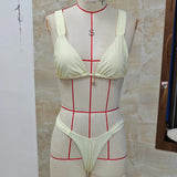 Women’s Summer 2 Piece Swimsuit Triangle Bikini Set with Charm High Cut Bottom Beachwear for Vacation Pool Party