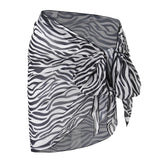Women Sheer Wrap Cover Up Skirt Beach Wrap Bikini Leopard Print Zebra Stripes Beach Skirt For Swimwear Summer Bathing Suit