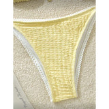 High Cut Leg Two-Pieces Bikini Set Bather Bathing Suit Swim Wrinkled Crinkled Halter Bikini Women Swimwear Female Swimsuit M125