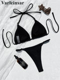 2026 Sexy Halter Bikini Female Swimsuit Women Swimwear Two-Pieces Bikini Set High Cut Leg Padded Bather Bathing Suit Swim V8271