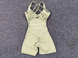 Adjustable double straps Open back  V shape back design Scrunch butt No front seam Flatlock Inseam  Removable pads BODYSUIT