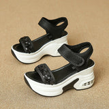 Sequin Chunky Wedges Sandals Women Plus Size 42 High Heel Platform Sandles Woman Comfy Thick Bottom Heighten Gladiator Sandalias