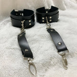 Erotic Adult PU Leather Harness Lingerie Bondage Gear Adjustable Handcuffs Ankle Cuffs OpenLeg Restraint SM Sexbodysuit Sex Shop