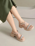 Summer High Heel Sandals Women's Outdoor Wear Thick Bottom Lightweight Trendy Small Size Beach Shoes Korean Style Footwear