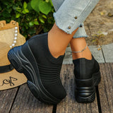 Breathable Mesh Chunky Platform Sneakers Women Plus Size 42 Thick Bottom Sport Shoes Woman Black White Knitting Walking Shoes