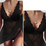 Sexy Nightdress Lace Transparent Lingerie For Women Deep V Sleepwear Sleeveless Babydoll Female Underwear Nightgowns Sleepdress