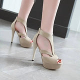 Summer New Pattern Europe and America Fashion Black Sexy Fine Heel Waterproof Fish Mouth High-heeled Women Sandals Size 34-43