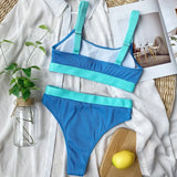 Sexy Splicing Ribbed Bikinis High Waist Bikini 2026 Female Swimsuit Women Swimwear Two-pieces Bikini Set Bathing Suit Swim Lady