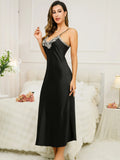 Women's Summer Dresses V Neck With Lace Trim Long Breathable Elegant Dress Women's Clothing For Home And Parties