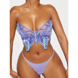 Toucheart Sexy Ultra Thin Perspective Underwear Set For Women Sexy Bra 2 Piece Set Butterfly Hollow Out Sexy Lingerie Set New