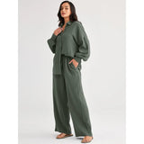 2026 Spring and Summer Casual Suit New Fashion Suit Loose Casual Top Wide Leg Pants Two-piece Set for Women