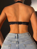 Women's Sexy Neck Hanging Suspender Bra With Floral Lace Pattern Gathering Push Up Comfortable Close Fitting Bra A561