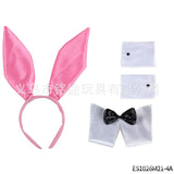 Easter Bunny Girl Cosplay 3-Piece Prop Set - Satin Headband Fluffy Rabbit Tail for Halloween Christmas
