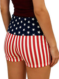 Women’s Streetwear Shorts Patriotic Shorts Casual Fold-Over Waist Stars and Stripes Print Slim Fit Shorts
