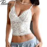 Phantasy Sexy Lace Sleeveless Women's Top Deep V See through Camisole Y2K Streetwear Women's Clothing 2026 Spring Summer Outfit