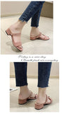 Women Sandals Chunky Heels Slides Summer 2026 Elegant Shoes Women Slipper Big Size 34-42 Fashion Summer Sandal Women