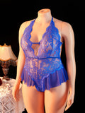 Adult Sexy Lace Teddy Bodysuit For Women Deep V Neck Open Back Halter Design Romantic Hot Women's Lingerie Babydoll Sleepwear