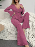 Autumn Winter Two Pieces Pajamas Sets Women Sleepwear Sexy V Neck Long Sleeve Tops and Trousers Set Loungewear Home Clothes