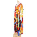 2026 New Colorful Kaftan Tunic Beach Dress Beach Wear Beachwear Beach Cover Up Cover-upsLoose Maxi Dress Female Women V4428