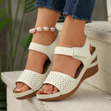 White Wedges Sandals for Women Summer Ankle Strap Thick Sole Gladiator Sandals Woman Plus Size 43 Casual Platform Sandles Female