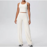 2PCS Yoga Set Women Tracksuit Nude Feeling Workout Sets Gym Clothes Push Up Fitness Running Sportswear Sport Straight tank suit