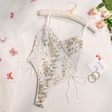 Bikini Fashion Sexy Butterfly Embroidery Slim-Fit Sexy All-Match Jumpsuit for Women