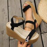 2026 Summer Chunky Platform Sandals Women Plus Size 43 Wedge High Heeled Sandals Woman Ankle Strap Thick Bottom Sandalias Mujer