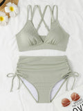 2026 Strappy Triangle Bikinis Women Sexy Swimwear Female High Waist Swimsuit Solid Bathers Bathing Swimming Swim Suit Beachwear