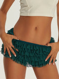 Women's Shorts Solid Color Chiffon Ruffle Layered Short Pants Elastic Waist Casual Bloomers Sexy Hot Shorts Loungewear