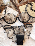wholesome but hot French Lace Bra Set Flower Embroidery Ultra Thin Push Up Wirefree Niche Comfort CA Delivery S-XL MOYISU 32-38