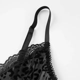 Women's Sheer Lingerie Set Romantic Leopard Print Sleeveless Deep V Neck Babydoll Nightdress with G-String 2 Pcs Set