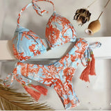 Sexy Bikini Floral Print Swimwear String Bikini Set Push Up Swimsuit Bikinis Women Biquini Beach Bathing Suit Women