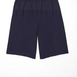 Women's Layered Decorative Waist Casual Shorts Navy Blue Waist Drawstring Wide Leg Knee Shorts Casual Culottes For Women TSP2