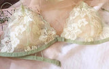 French Niche Lingerie Set Embroidered Mesh Triangle Cup Wireless Bralette Retro Thin Sexy Comfort Bra Australia MOYISU Sexy Bra
