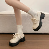 Elegant Lace-Up Platform Loafers for Women 2026 British Style High Heels Oxford Shoes Woman Preppy Style Pu Leather Shoes Female